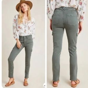Paige Hoxton Cargo Skinny Ankle Vintage Green Tea Sz 24 NWT